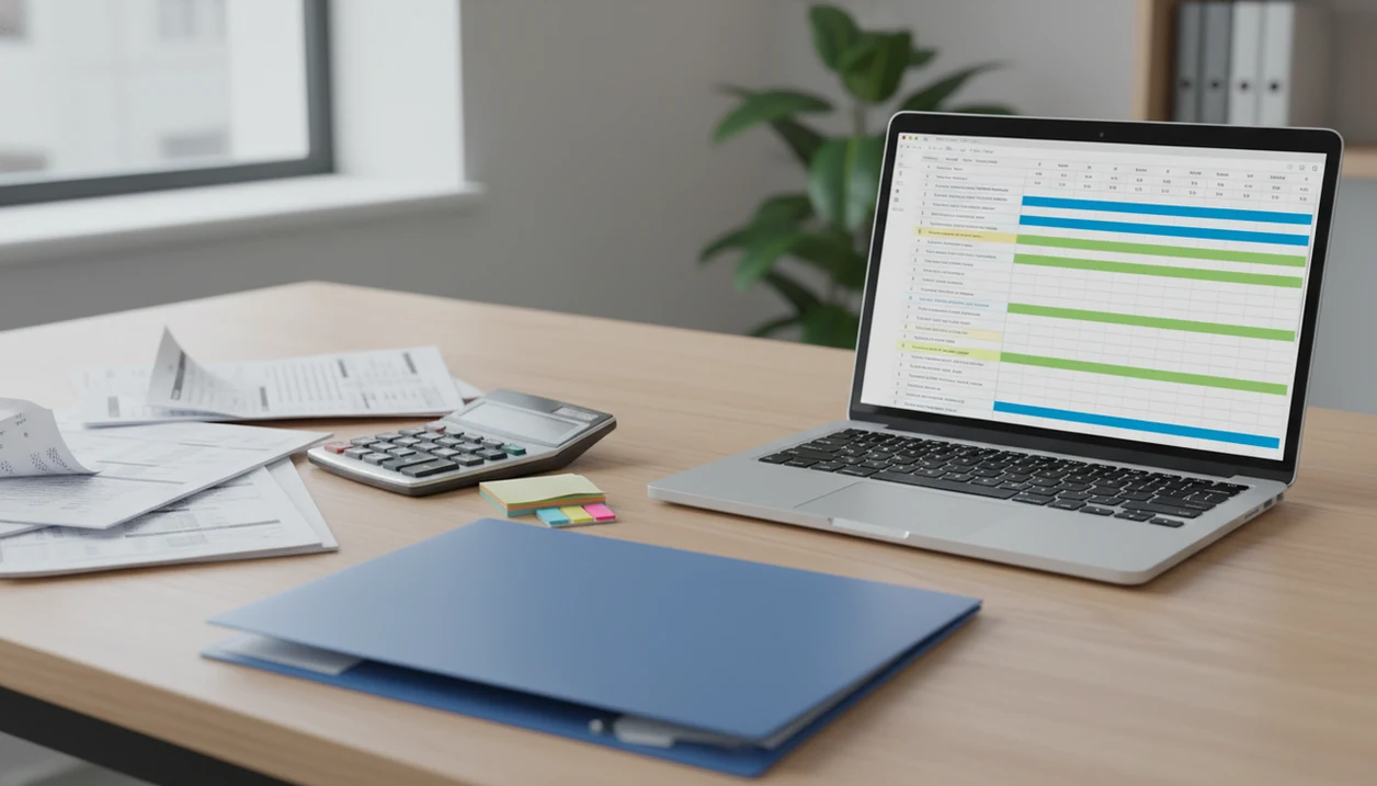 A CPA cleanup workspace shows paper bank statements organized into spreadsheet-style transaction rows.