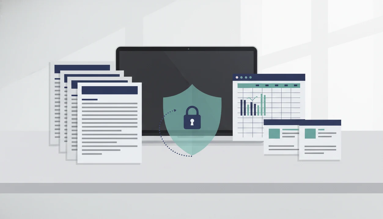 A PDF bank statement converts into spreadsheet files while a blank login screen stays out of the workflow.
