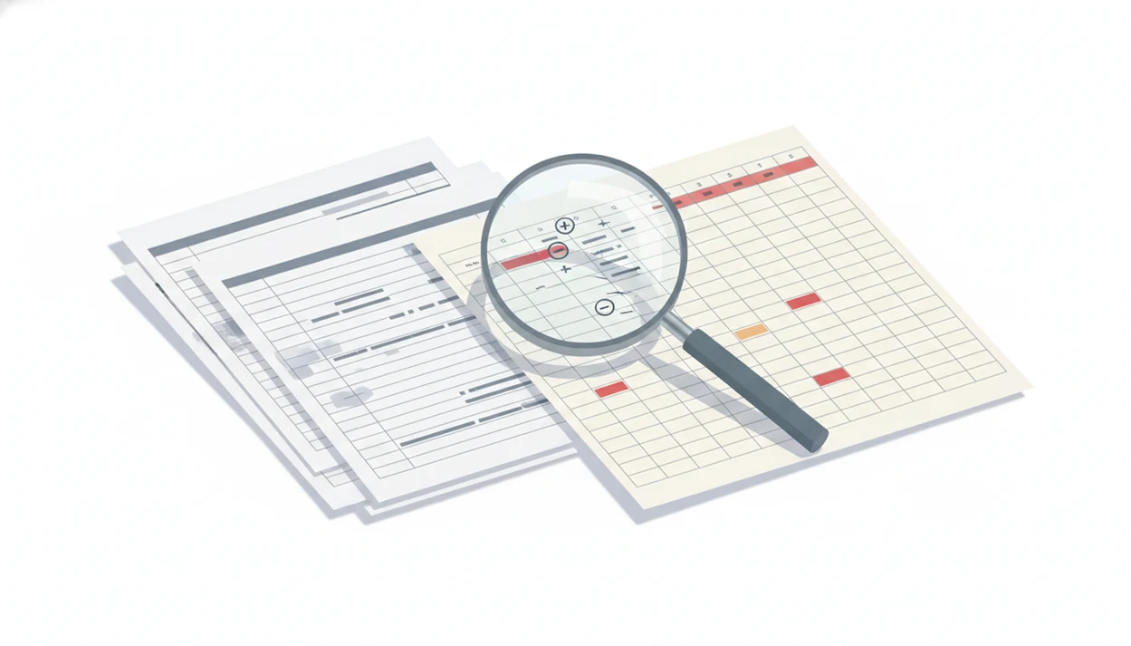A bank statement conversion scene shows a messy PDF being checked before becoming a highlighted spreadsheet.